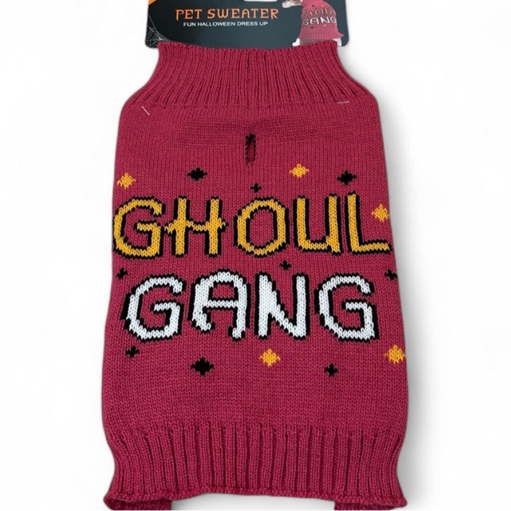 Dog Halloween Sweater Size Medium NWT GHOUL GANG Pink Costume